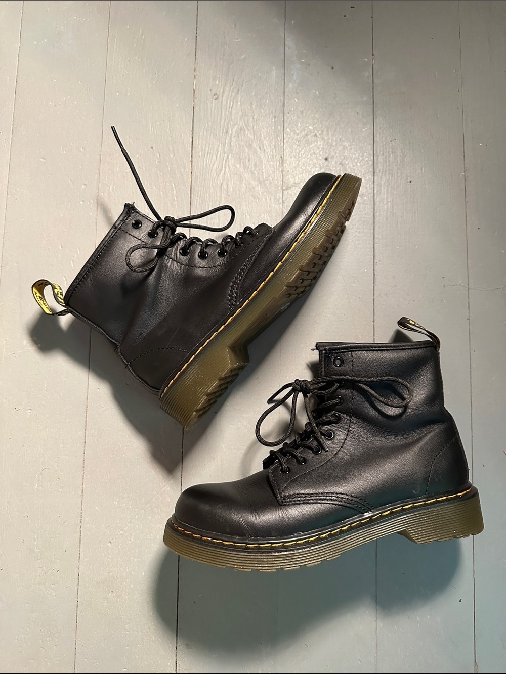 Dr. Martens Black Kids Lace-Up Combat Boots 1460 - Picture 6 of 14